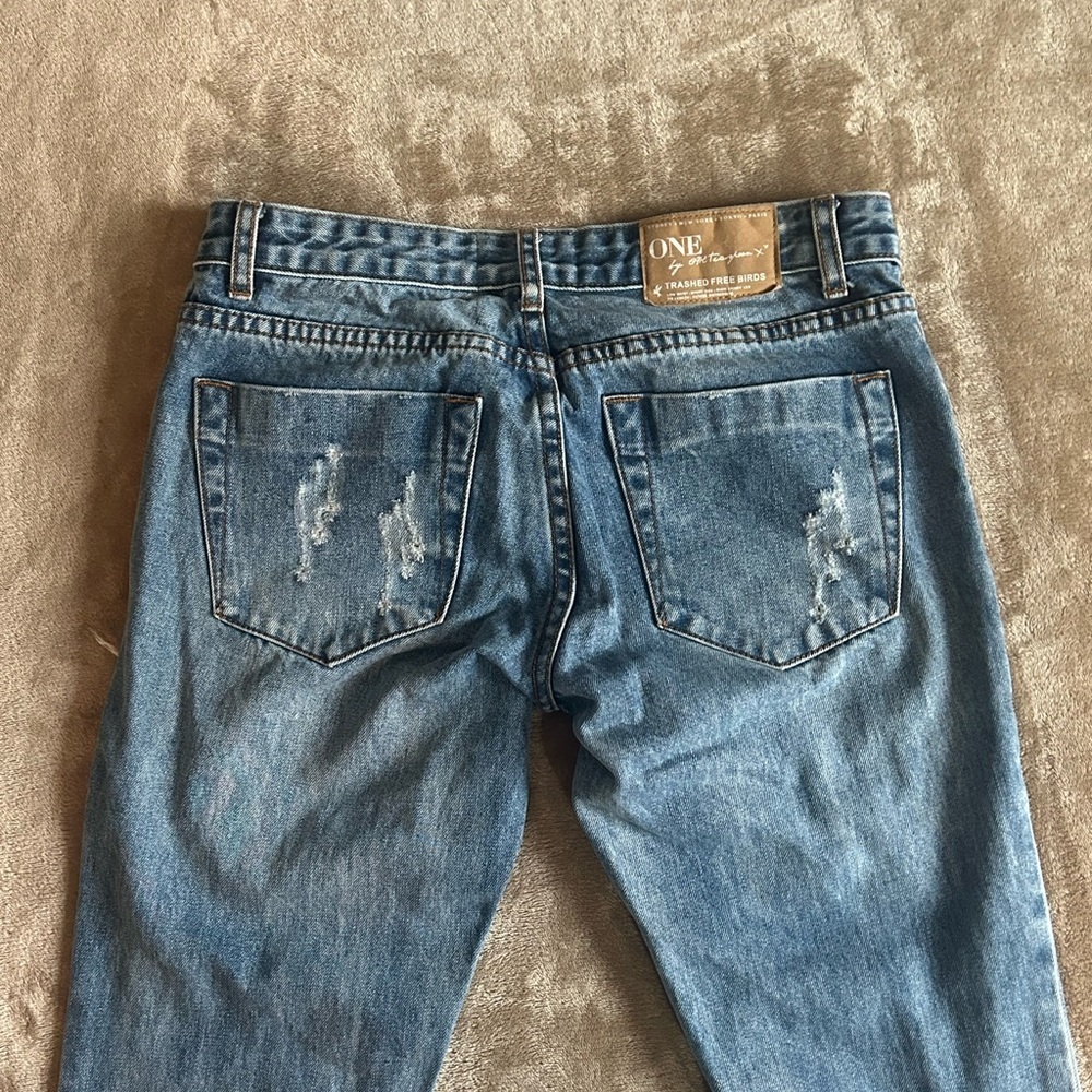 One by EightySeven X Distressed Skinny Jeans Size 26|Zipper Ankle|Patch Detail - Picture 13 of 16